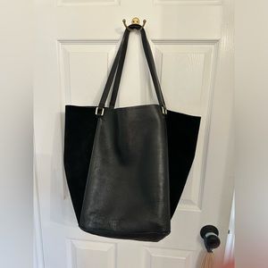 Margot Black Leather and Suede Tote